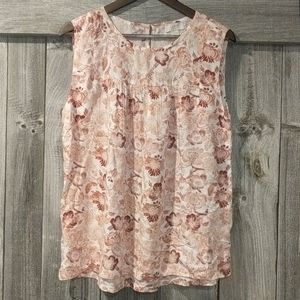 Women's maroon & pink floral tank top